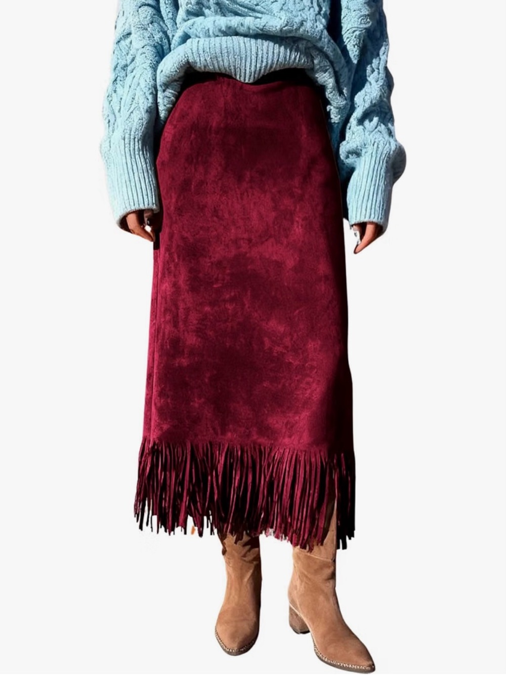 CHOUYATOU - Fringe Hem Midi Skirt - Size Large